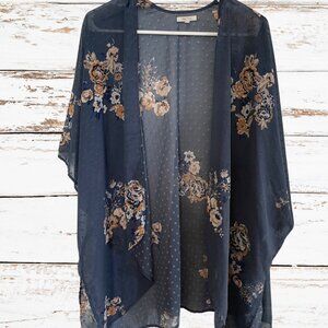 Maurices Blue Floral Women's Kimono, One Size